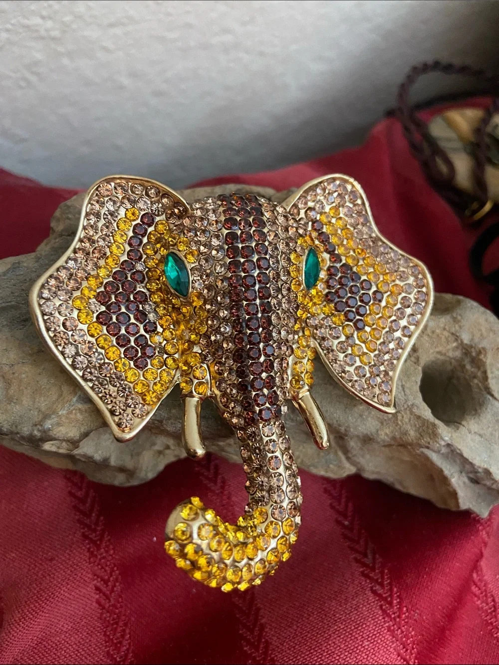 NEW Trunks Up Elephant Rhinestoned Broach
